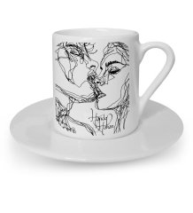 Kişiye Özel Two Lovers Tasarımlı Türk Kahvesi Fincanı - 1