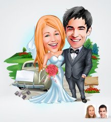 Kişiye Özel Evleniyoruz Karikatürlü Sosyal Medya Dijital Profil Fotoğrafı - Model 1