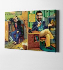 Kişiye Özel Veresiye Satan Peşin Satan Karikatür Kanvas Tablo (50 x 70 cm.)