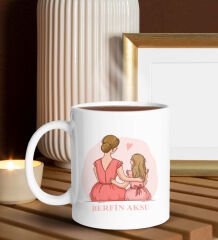 BK Gift Kişiye Özel İsimli Anneler Günü  Beyaz Kupa ve Papatya Kolye Hediye Seti, Anneler Günü Hediyeleri, Anneye Hediye-5