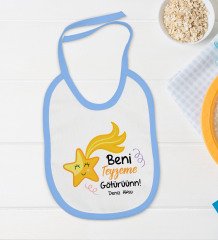 BK Kids Kişiye Özel Beni Teyzeme Götürün Tasarımlı Mavi Bebek Body Zıbın ve Mama Önlüğü Hediye Seti