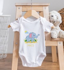 BK Kids Kişiye Özel İsimli Bebek Body Zıbın ve Mama Önlüğü Hediye Seti - Model 19