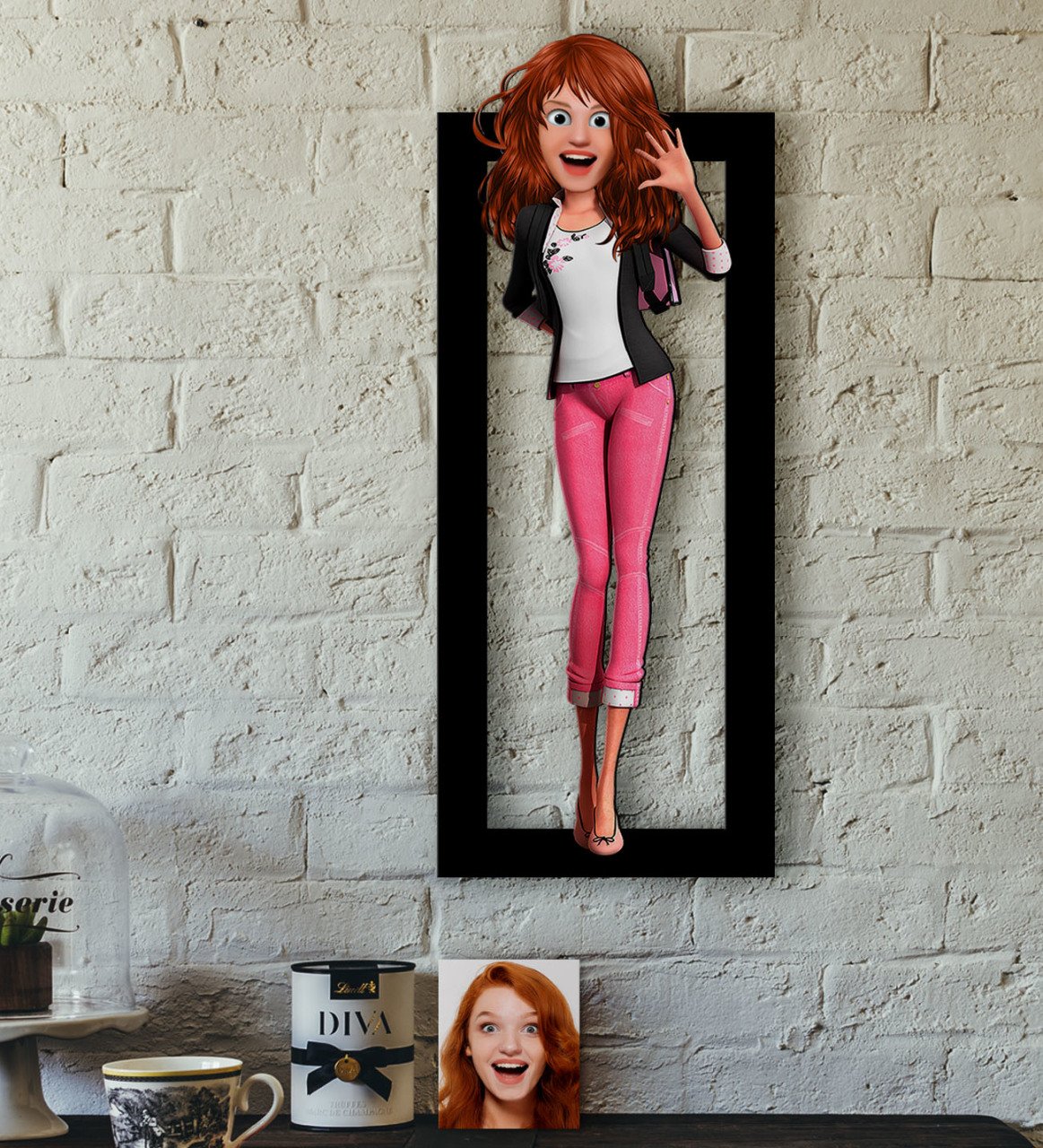 Kişiye Özel Barbie Bebek Karikatürlü 3D Ahşap Tablo-4