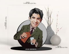 BK Gift Kişiye Özel Karikatürlü 3D Ahşap Biblo ve Beyaz Mini İçki Şişesi Tişörtü Hediye Seti, Arkadaşa Hediye, Sevgiliye Hediye-6