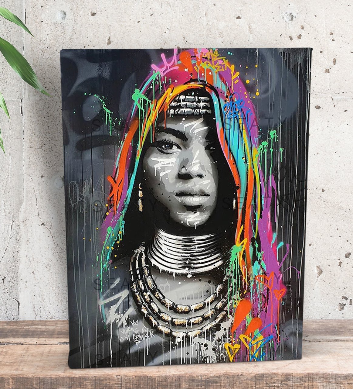 BK Gift African Woman Tasarımlı Dekoratif Mini Kanvas Tablo 15x20cm-1