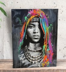 BK Gift African Woman Tasarımlı Dekoratif Mini Kanvas Tablo 15x20cm-1