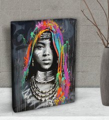 BK Gift African Woman Tasarımlı Dekoratif Mini Kanvas Tablo 15x20cm-1