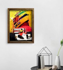 BK Gift F1 Ayrton Senna Tasarımlı Doğal Masif Ahşap Çerçeveli Tablo 30x40cm-2