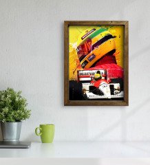 BK Gift F1 Ayrton Senna Tasarımlı Doğal Masif Ahşap Çerçeveli Tablo 30x40cm-2
