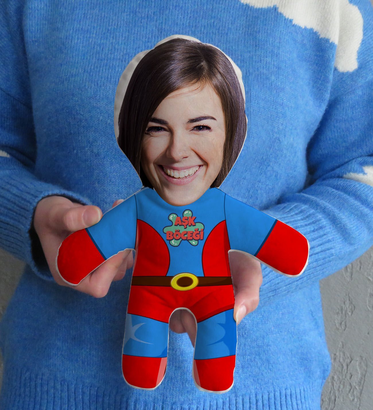 BK Gift Kişiye Özel Fotoğraflı Aşk Böceği Bebek Yastık-2