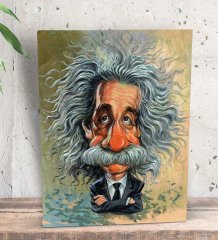 BK Gift Albert Einstein Tasarımlı Dekoratif Mini Kanvas Tablo 15x20cm-1
