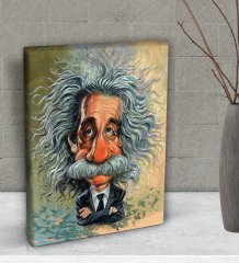 BK Gift Albert Einstein Tasarımlı Dekoratif Mini Kanvas Tablo 15x20cm-1