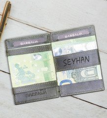 Kişiye Özel Hakiki Deri Unisex Sihirbaz Yeşil Kartlık Cüzdan