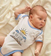 BK Kids Annem Her Şeyim Tasarımlı Mavi Bebek Body Zıbın-1