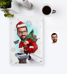 BK Gift Kişiye Özel Yılbaşı Tasarımlı Bay Karikatürlü 2023 Beyaz Deri Ajanda - 3