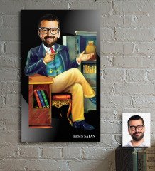 Kişiye Özel Peşin Satan Karikatür Ahşap Tablo