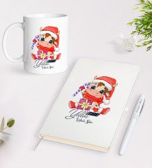 Kişiye Özel Mutlu Yıllar Tasarımlı Beyaz Defter Kalem Kupa Seti - 10