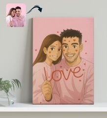 BK Gift Kişiye Özel Ghibli Tarzı Karikatür Tasarımlı Kanvas Tablo-1 (30x50), Sevgiliye Hediye, Sevgililer Günü Hediyesi