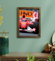 BK Gift Formula 1 Tasarımlı Doğal Masif Ahşap Çerçeveli Tablo 30x40cm-2