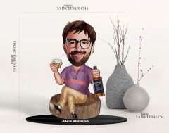 BK Gift Kişiye Özel Karikatürlü 3D Ahşap Biblo ve Beyaz Mini İçki Şişesi Tişörtü Hediye Seti, Arkadaşa Hediye, Sevgiliye Hediye-10