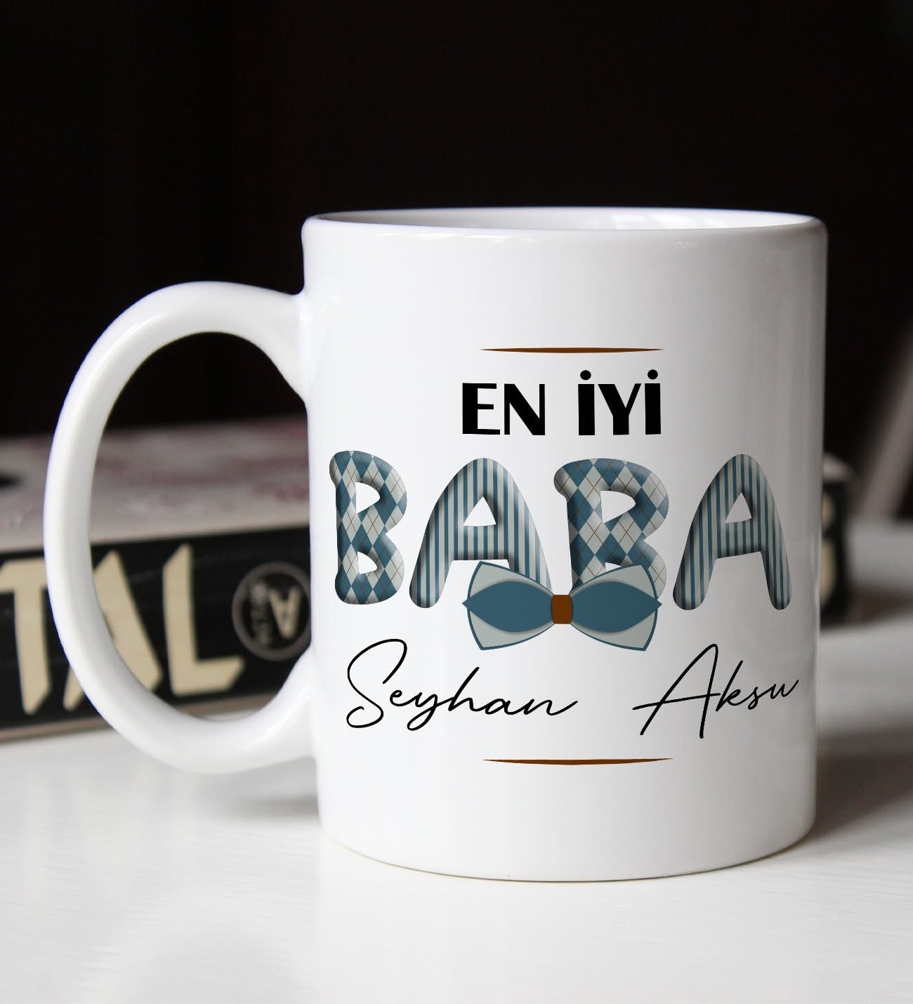 BK Gift Kişiye Özel İsimli Babalar Günü Temalı Beyaz Kupa Bardak-24, Babalar Günü Hediyesi, Babaya Hediye
