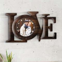 Kişiye Özel Love Tasarımlı Ahşap Duvar Saati - 4