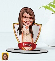 Kişiye Özel İsimli Kız Çocuk Karikatürlü Ahşap Biblo Model-7