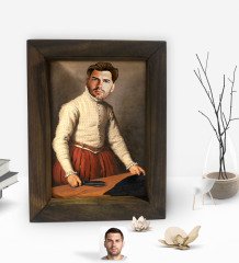Kişiye Özel Rönesans Karikatürlü Dekoratif Doğal Masif Ahşap Çerçeve 15x20cm-1