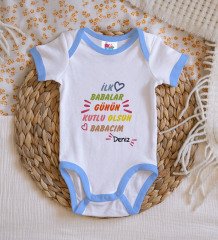 BK Kids Kişiye Özel Mavi Bebek Body Zıbın - Model 11