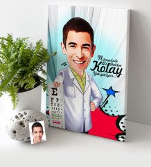 Kişiye Özel Bay Göz Doktoru Karikatür Kanvas Tablo (30 x 50 cm.) - 1