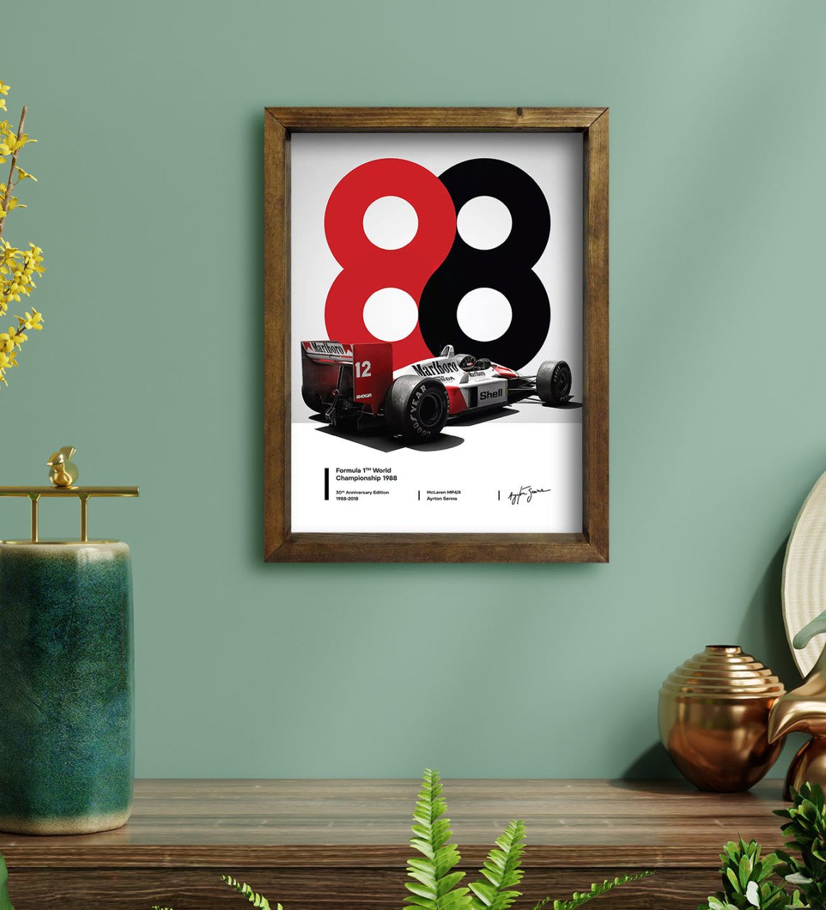 BK Gift Formula 1 Tasarımlı Doğal Masif Ahşap Çerçeveli Tablo 30x40cm-4