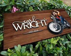 BK Gift Kişiye Özel Erkek Motorcu Karikatürlü Kabartma Figürlü Ahşap Tablo, Duvar Dekoru, Arkadaşa Hediye, Özel Tasarım Ev Hediyesi-4