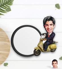 Kişiye Özel Erkek Motorcu Karikatürlü Ahşap Bardak Altlığı-3