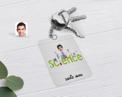 Kişiye Özel Erkek Fen Bilimleri Öğretmeni Karikatürlü Şeffaf Pleksi Anahtarlık-1