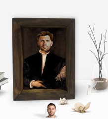 Kişiye Özel Rönesans Karikatürlü Dekoratif Doğal Masif Ahşap Çerçeve 15x20cm-3