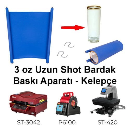 3 oz Uzun Shot (Tekila ) Bardağı Baskı Aparatı - P6100 Uyumlu