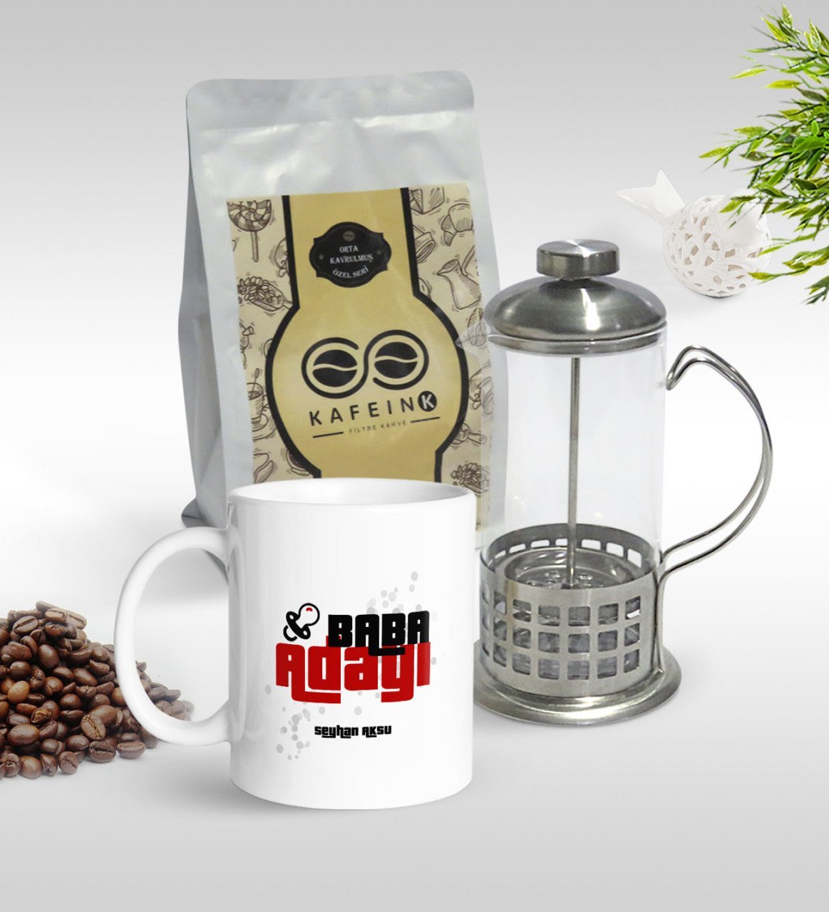 Kişiye Özel Baba Adayı Tasarımlı Kupa & French Press & 250gr Filtre Kahve Hediye Seti-3