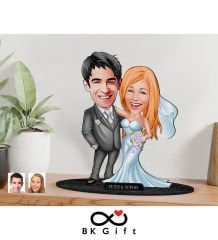 BK Gift Kişiye Özel Evleniyoruz Karikatürlü Ahşap Biblo, Sevgililer Günü Hediyesi, Doğum Günü Hediyesi, Yıl Dönümü Hediyesi-5