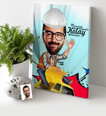 Kişiye Özel Bay Mühendis Karikatür Kanvas Tablo (30 x 50 cm.) 2