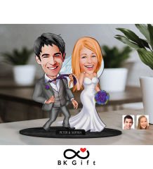 BK Gift Kişiye Özel Evleniyoruz Karikatürlü Ahşap Biblo, Sevgililer Günü Hediyesi, Doğum Günü Hediyesi, Yıl Dönümü Hediyesi-6