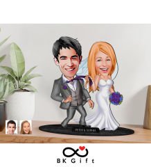 BK Gift Kişiye Özel Evleniyoruz Karikatürlü Ahşap Biblo, Sevgililer Günü Hediyesi, Doğum Günü Hediyesi, Yıl Dönümü Hediyesi-6