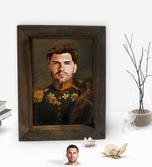 Kişiye Özel Rönesans Karikatürlü Dekoratif Doğal Masif Ahşap Çerçeve 15x20cm-5