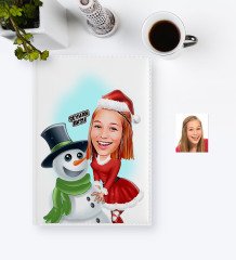 BK Gift Kişiye Özel Yılbaşı Tasarımlı Bayan Karikatürlü 2023 Beyaz Deri Ajanda - 4