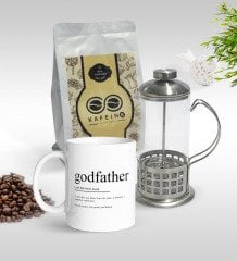 BK Home Baba Godfather Tasarımlı Kupa & French Press & 250gr Filtre Kahve Hediye Seti-1