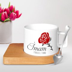 Kişiye Özel Mesleki İmam Ahşap Altlıklı Seramik Fincan - 1