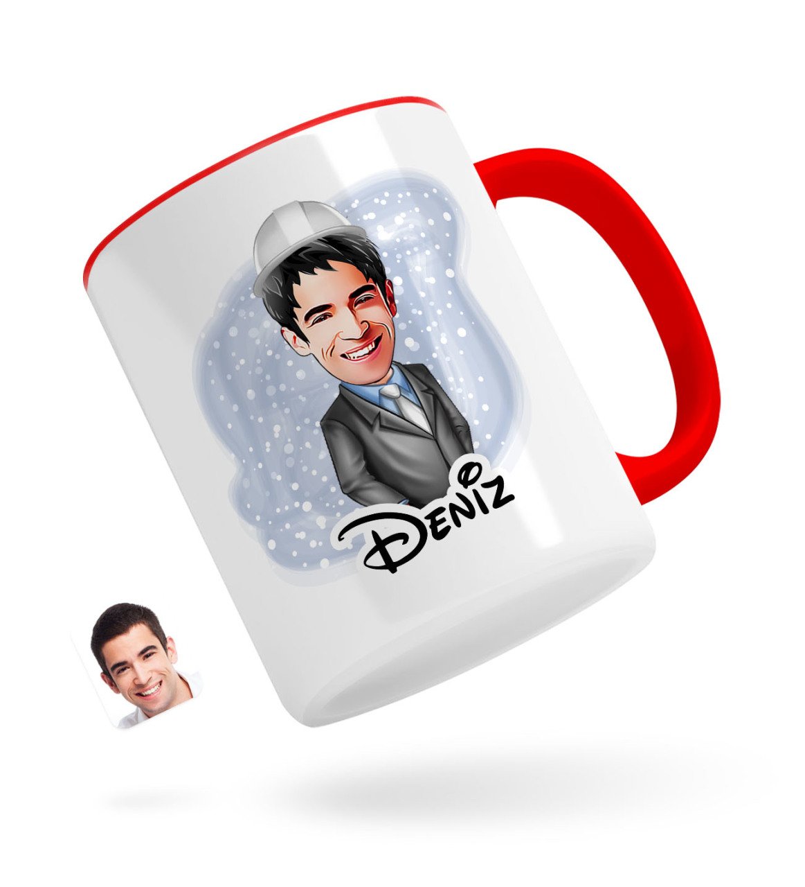 Kişiye Özel Erkek Mühendis Karikatürlü Kırmızı Kupa Bardak