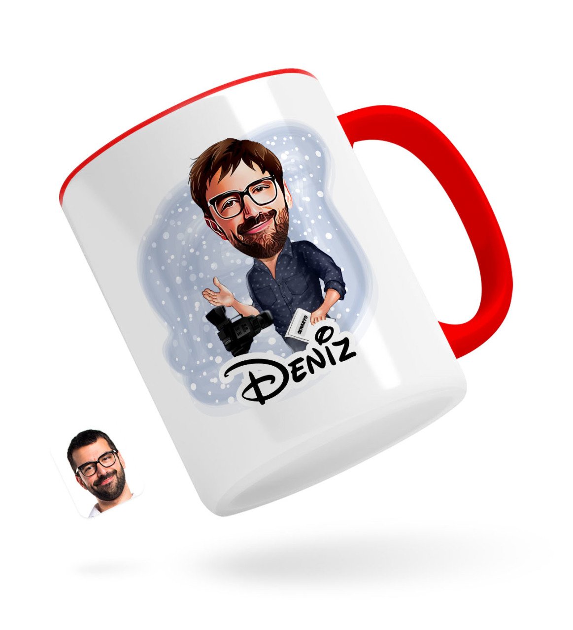 Kişiye Özel Erkek Yönetmen Karikatürlü Kırmızı Kupa Bardak-1