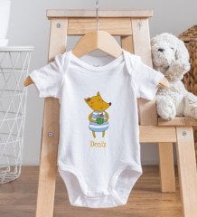 BK Kids Kişiye Özel İsimli Bebek Body Zıbın ve Mama Önlüğü Hediye Seti - Model 21