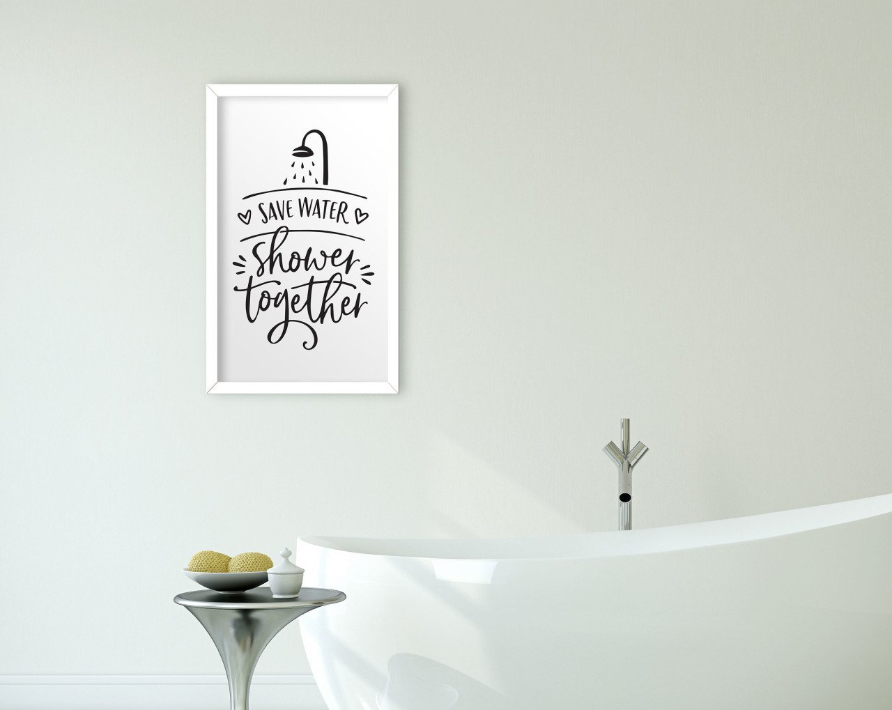 BK Home Banyo Dekoratif Ahşap Beyaz Çerçeveli Tablo-24