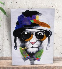 BK Gift Mafia Cat Tasarımlı Dekoratif Mini Kanvas Tablo 15x20cm-1